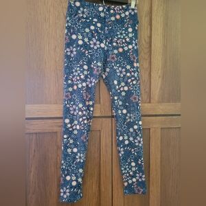LulaRoe Blue Floral Print Leggings. Womens Size OS 2-10